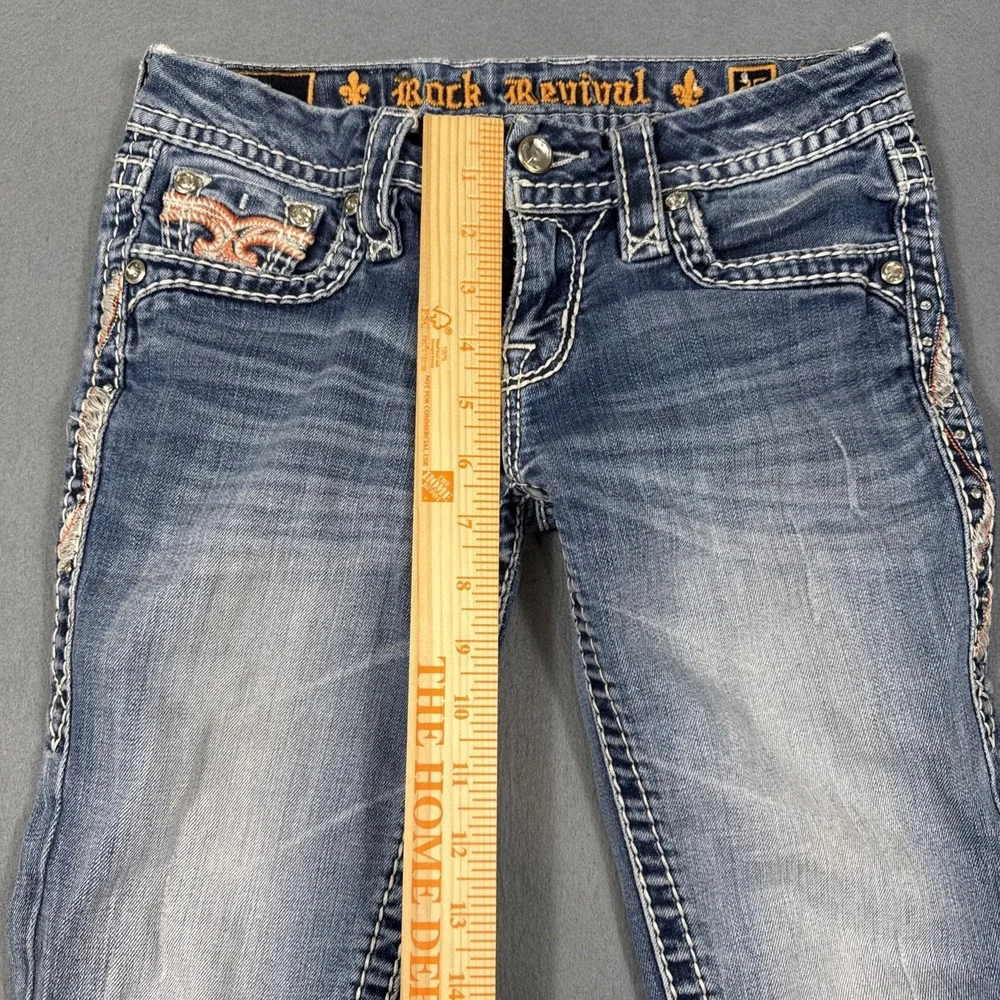ROCK REVIVAL Yui Skinny Stretch Jeans Women's 25 rhinestones RARE COLOR WHISKERS - Picture 7 of 10
